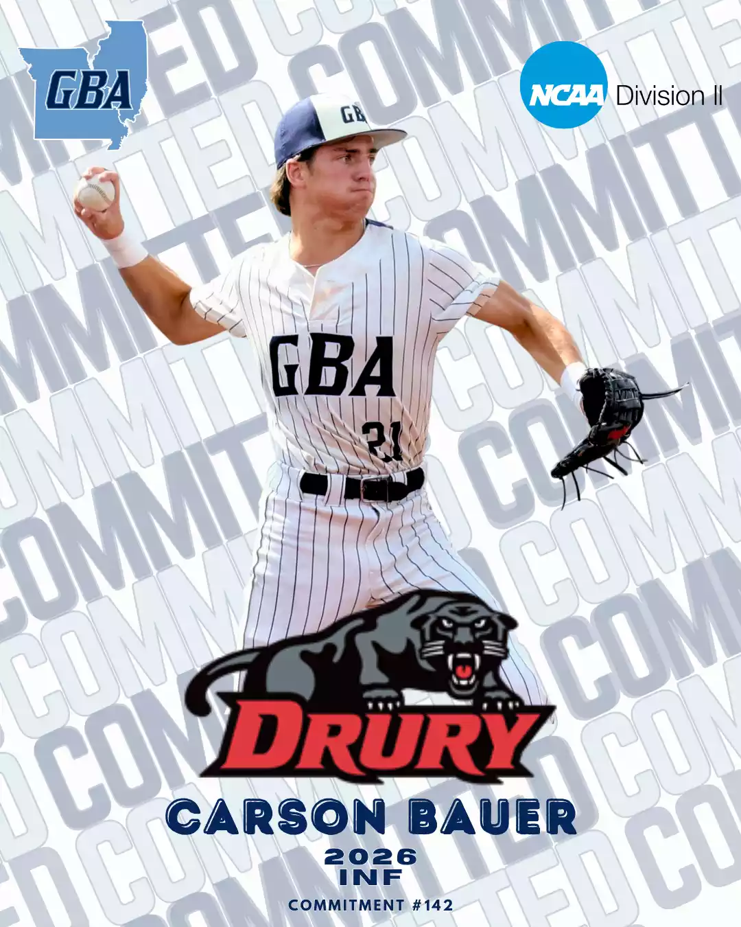 Carson Bauer — Drury commitment graphic