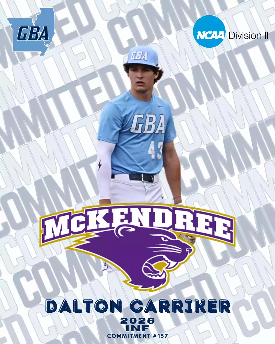 Dalton Carriker — McKendree University commitment graphic