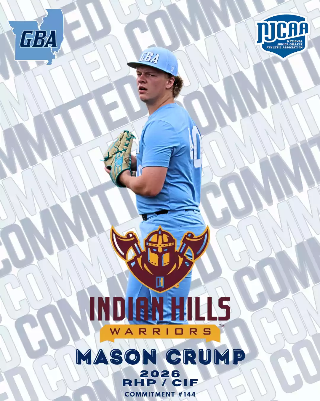 Mason Crump — Indian Hills CC commitment graphic